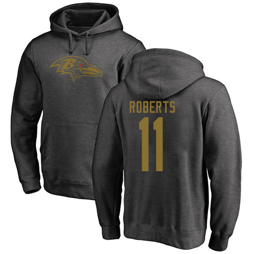 Men Baltimore Ravens Ash Seth Roberts One Color NFL Football #11 Pullover Hoodie Sweatshirt